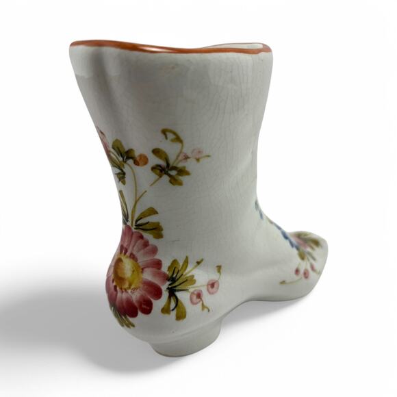 Vintage Bassano Italy Hand-Painted Ceramic Boot Vase – Floral Faience Pottery - Picture 12 of 16